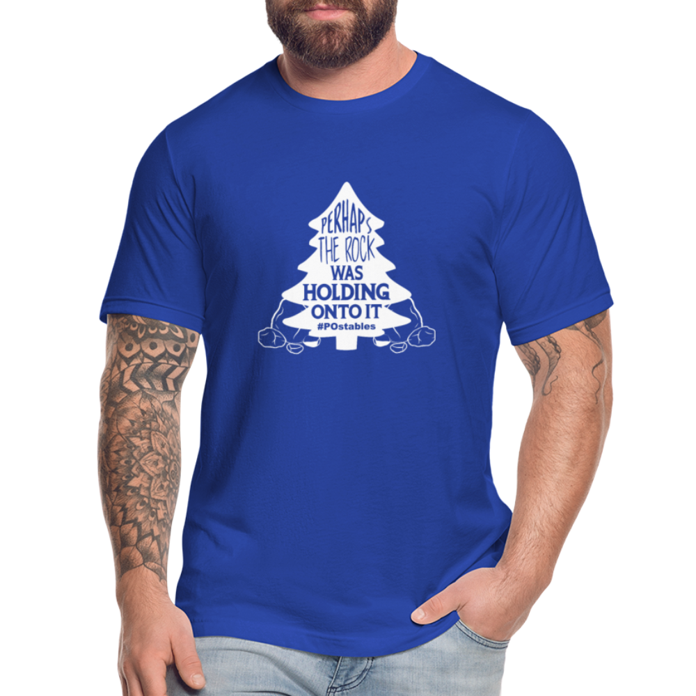 Perhaps The Rock Was Holding Onto It W Unisex Jersey T-Shirt by Bella + Canvas - royal blue