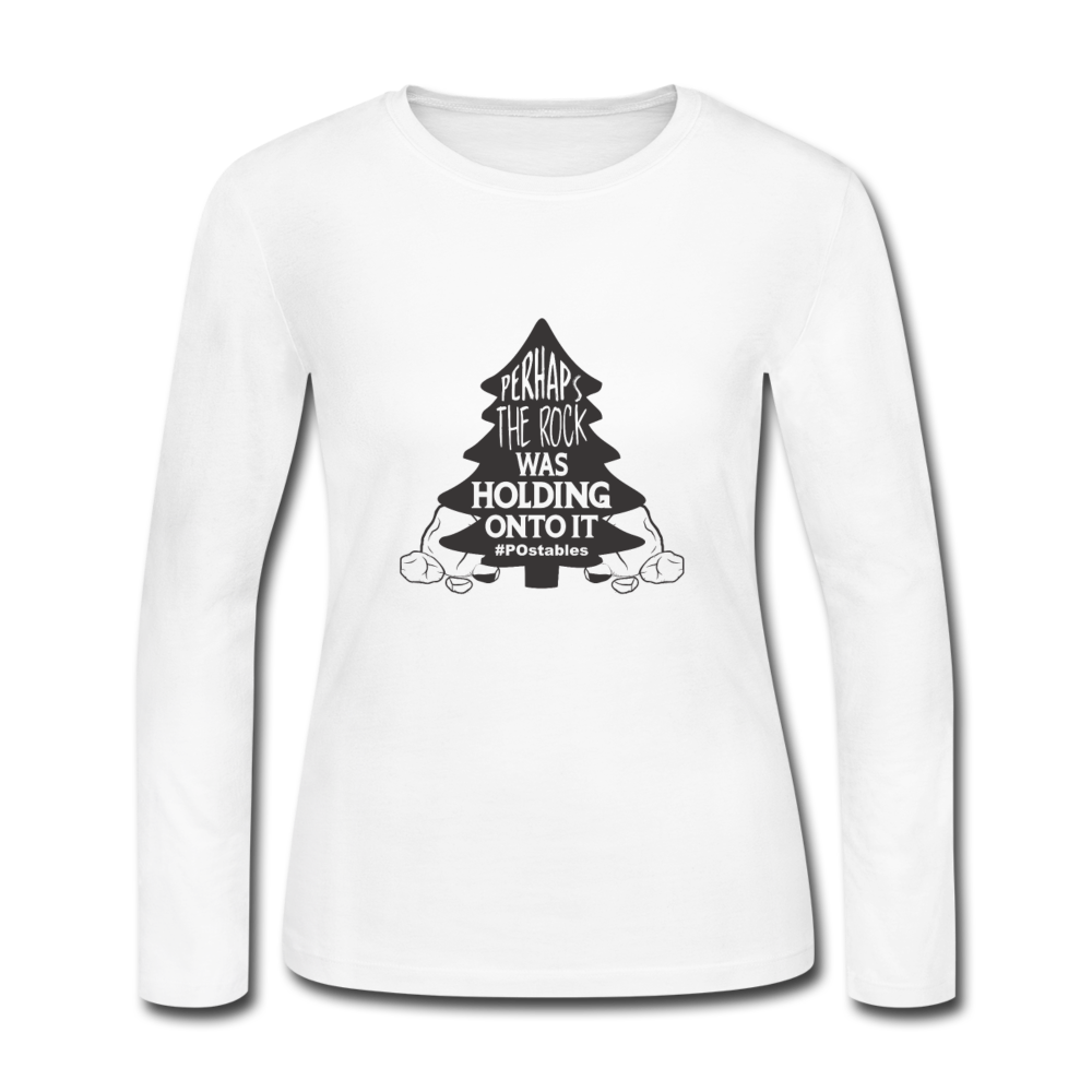Perhaps The Rock Was Holding Onto It B Women's Long Sleeve Jersey T-Shirt - white