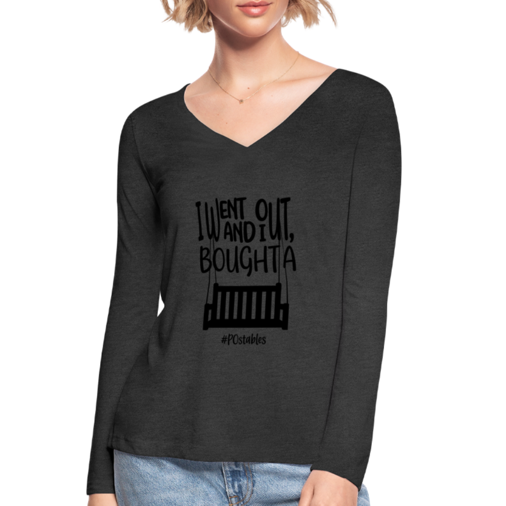 I Bought A Porch Swing B Women’s Long Sleeve  V-Neck Flowy Tee - deep heather