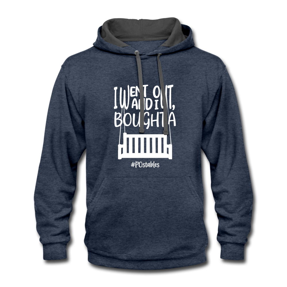 I Bought A Porch Swing W Contrast Hoodie - indigo heather/asphalt