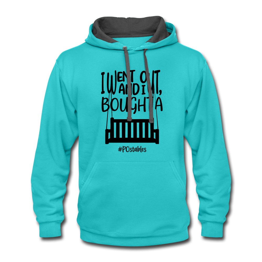 I Bought A Porch Swing B Contrast Hoodie - scuba blue/asphalt