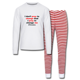 I Don't Pray To Change God I Pray To Change Me B Unisex Pajama Set - white/red stripe