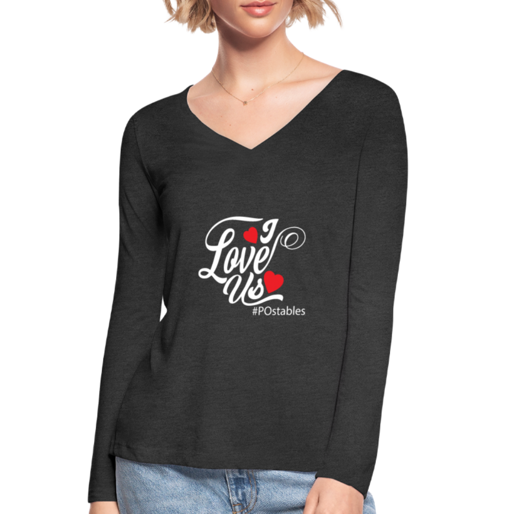 I Love Us W Women’s Long Sleeve  V-Neck Flowy Tee - deep heather