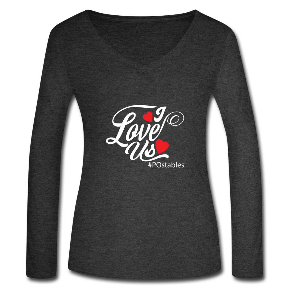 I Love Us W Women’s Long Sleeve  V-Neck Flowy Tee - deep heather