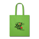 I Love Us B Tote Bag - lime green