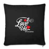I Love Us W Throw Pillow Cover 18” x 18” - black
