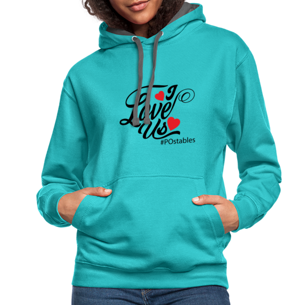 I Love Us B Contrast Hoodie - scuba blue/asphalt