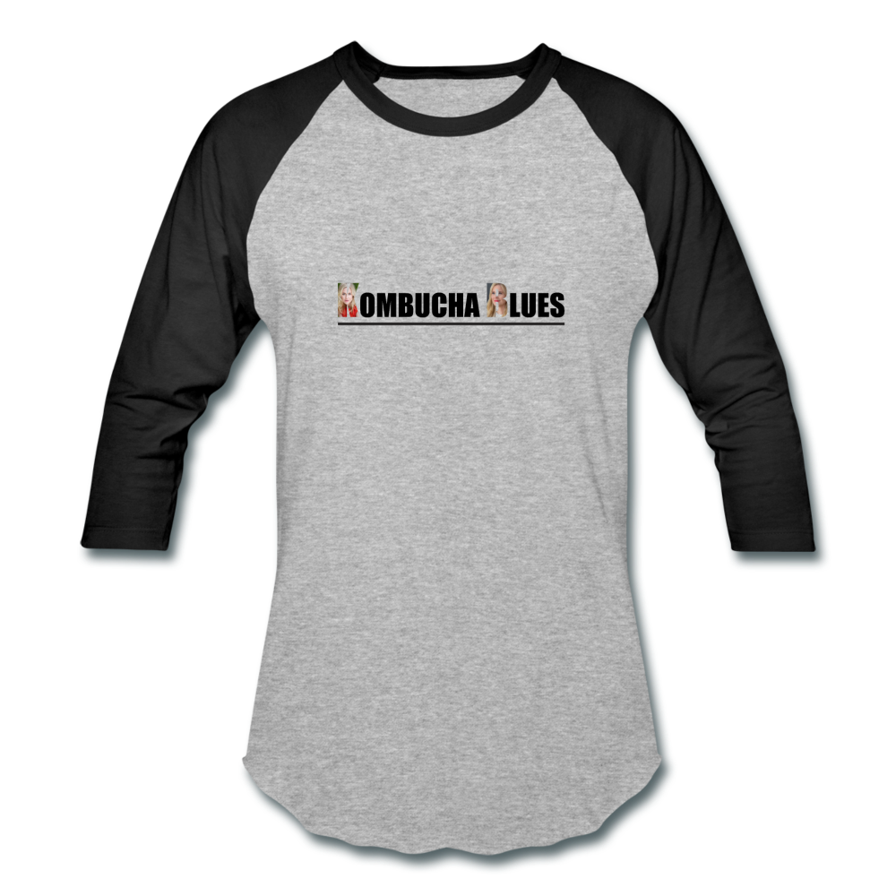 Kombucha Blues for Kristin Booth Baseball T-Shirt - heather gray/black