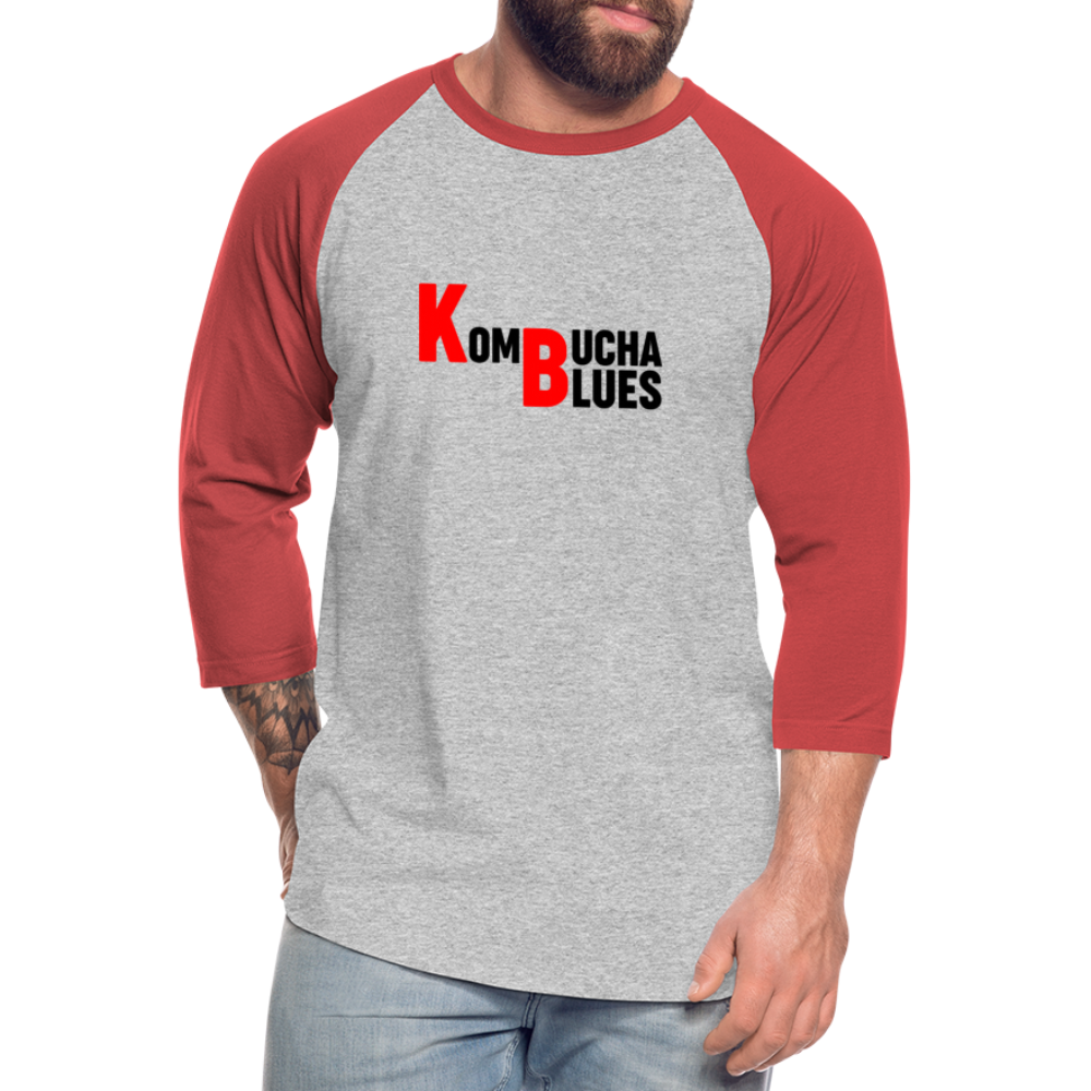 Kombucha Blues Baseball T-Shirt - heather gray/red