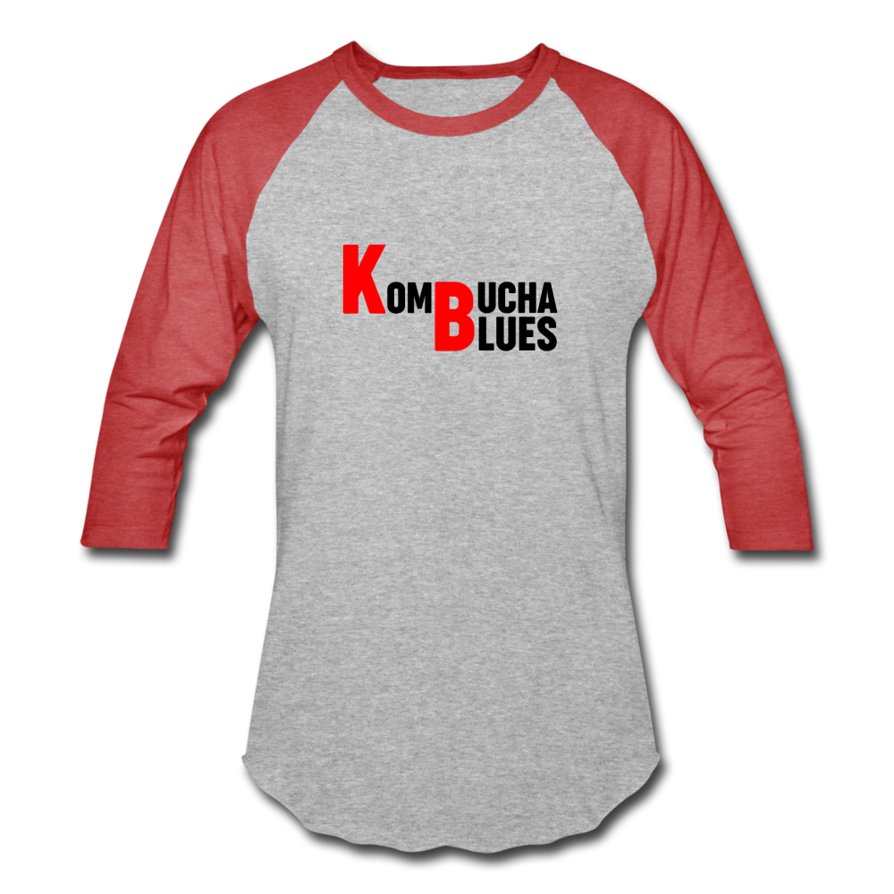 Kombucha Blues Baseball T-Shirt - heather gray/red