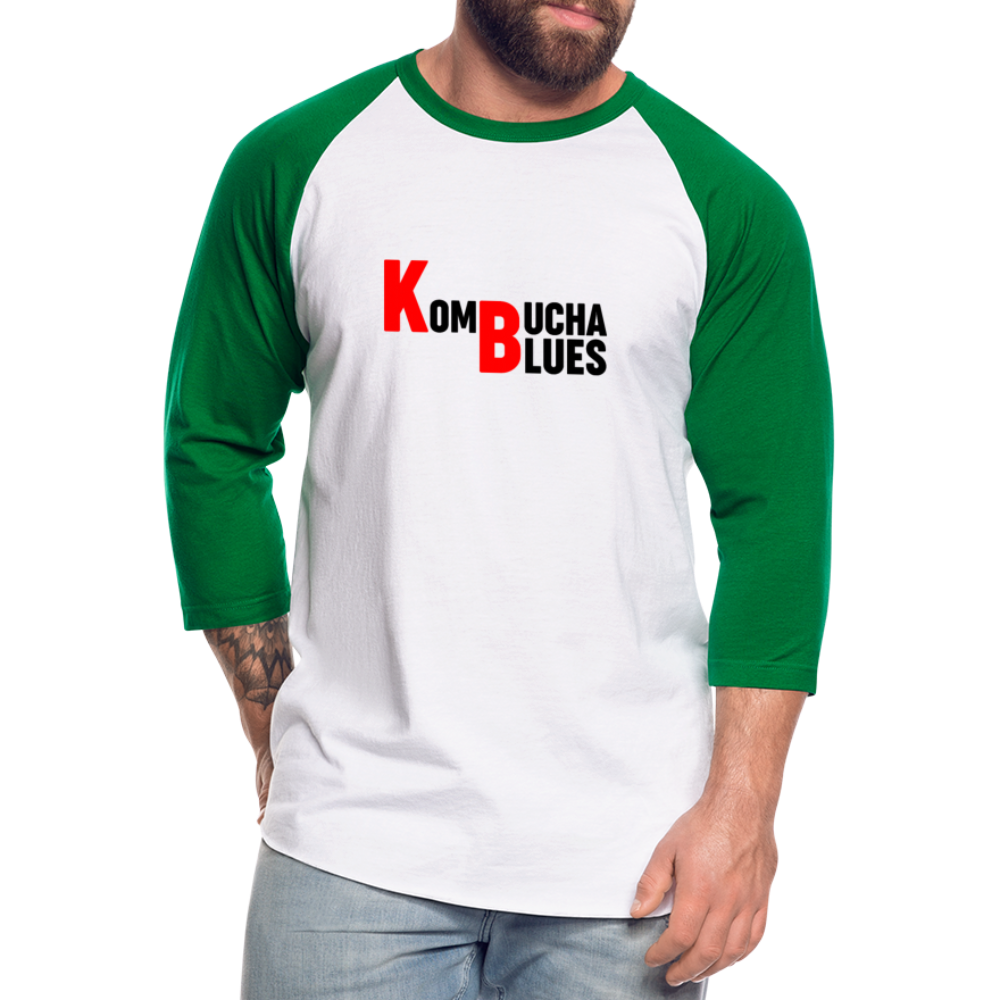 Kombucha Blues Baseball T-Shirt - white/kelly green