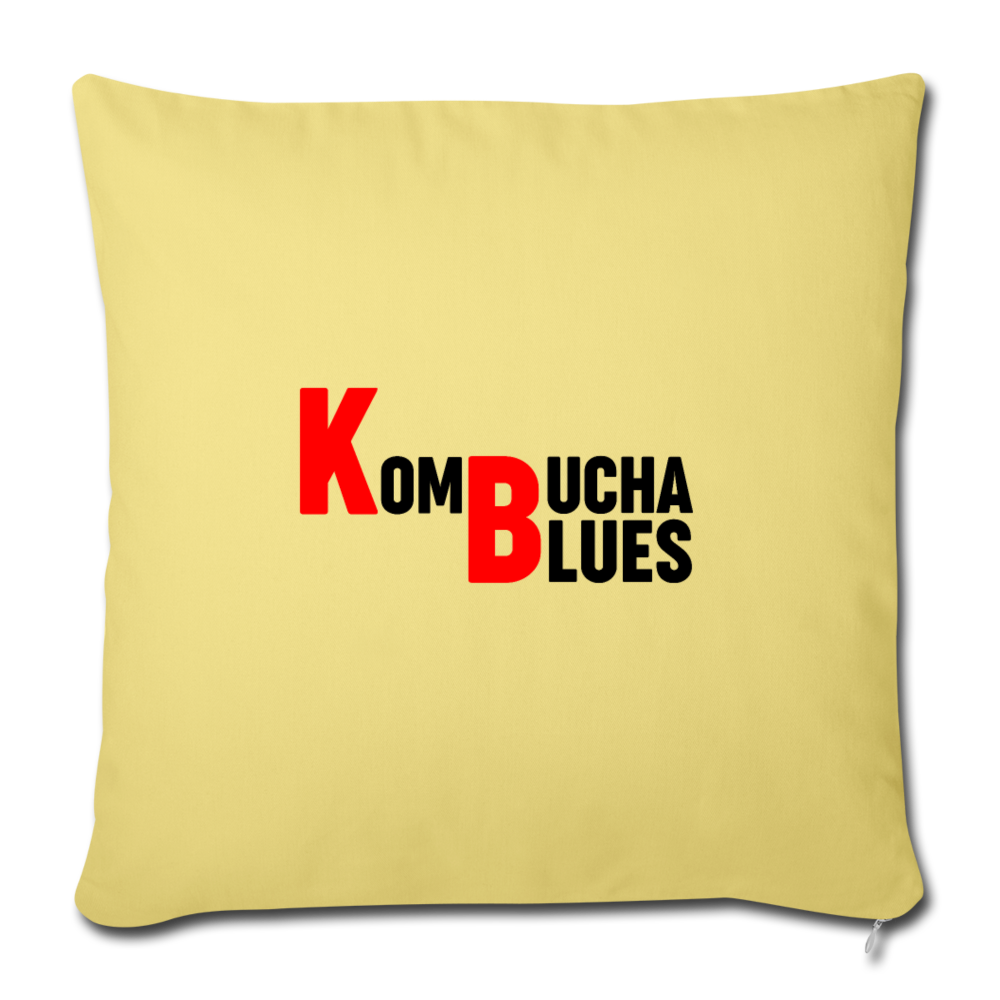 Kombucha Blues Throw Pillow Cover 18” x 18” - washed yellow