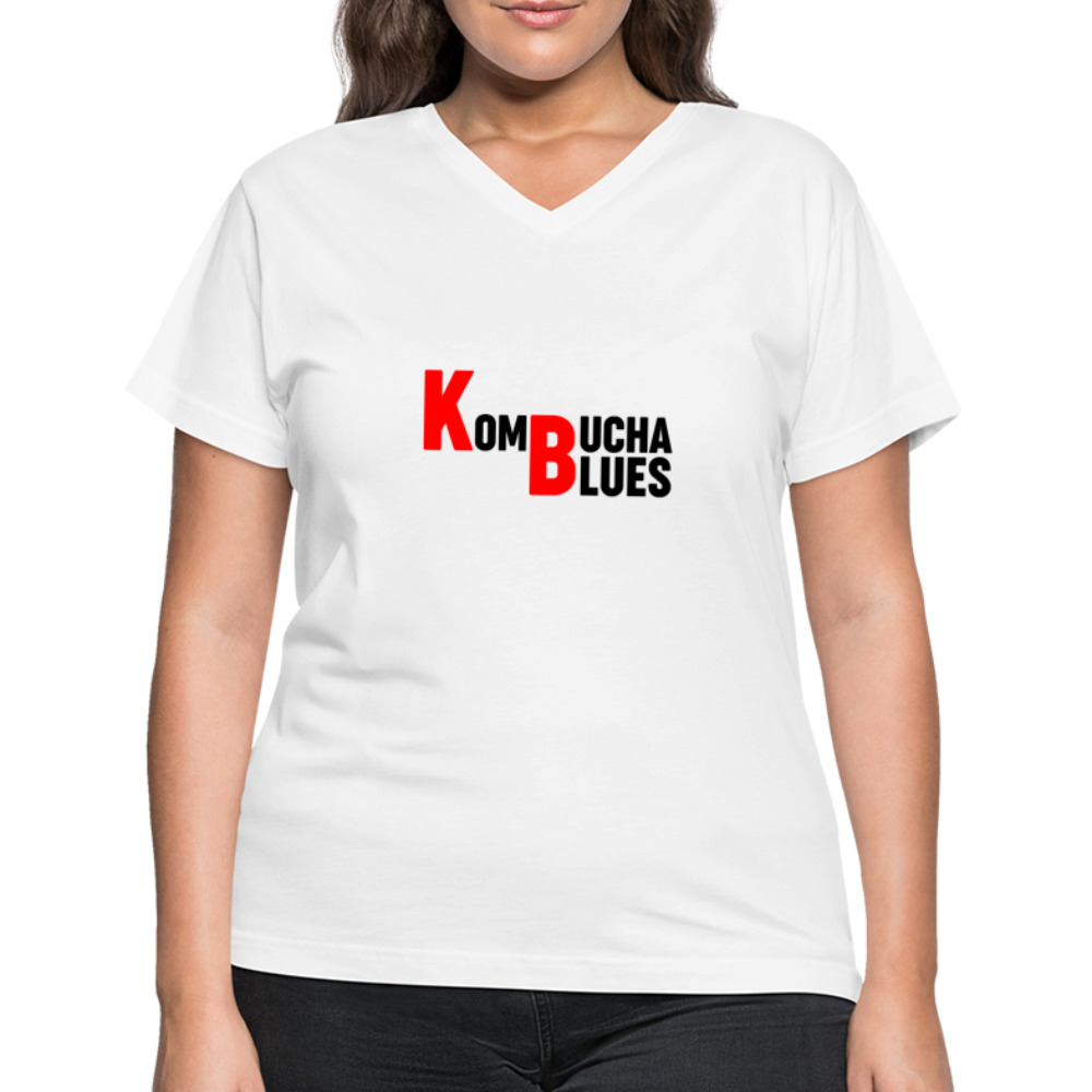 Kombucha Blues Women's V-Neck T-Shirt - white