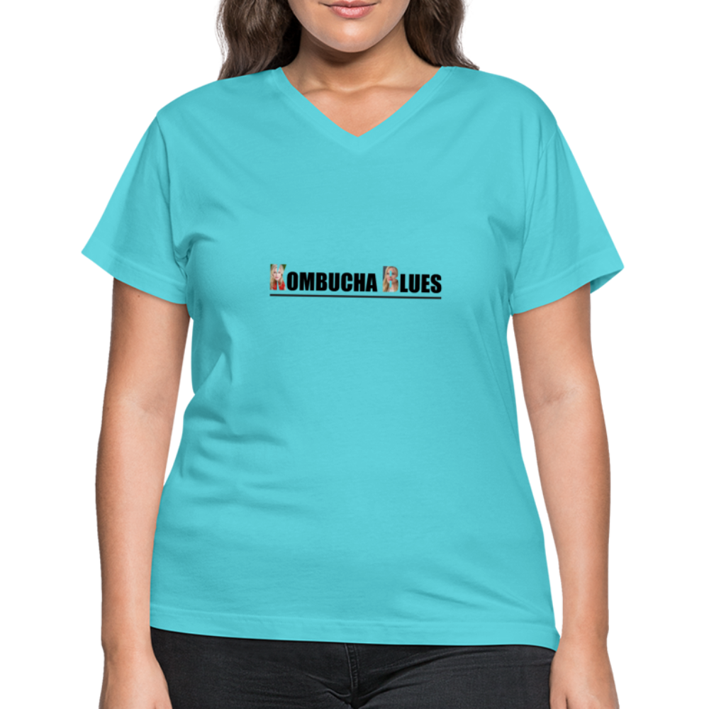 Kombucha Blues for Kristin Booth Women's V-Neck T-Shirt - aqua