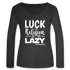 Luck is the religion of the lazy W Women’s Long Sleeve  V-Neck Flowy Tee - deep heather