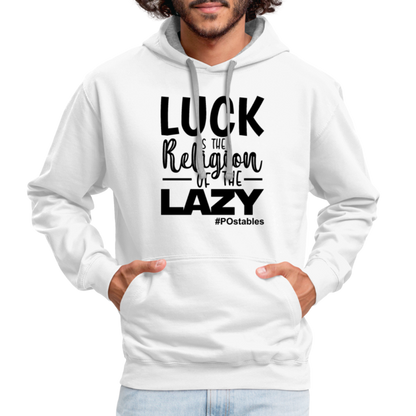 Luck is the religion of the lazy B Contrast Hoodie - white/gray