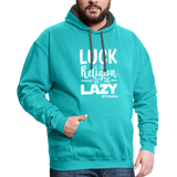 Luck is the religion of the lazy W Contrast Hoodie - scuba blue/asphalt