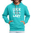 Luck is the religion of the lazy W Contrast Hoodie - scuba blue/asphalt