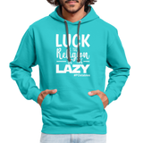 Luck is the religion of the lazy W Contrast Hoodie - scuba blue/asphalt