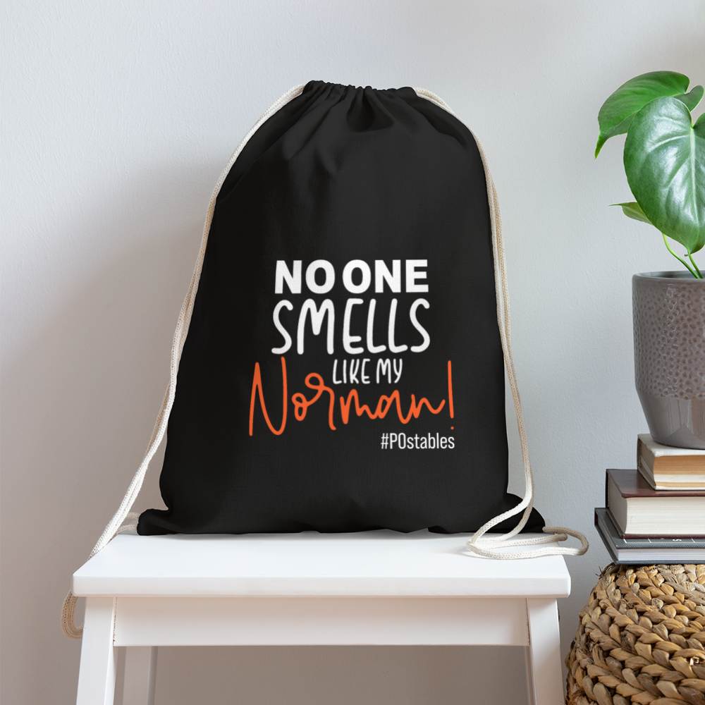 No One Smells Like My Norman W Cotton Drawstring Bag - black