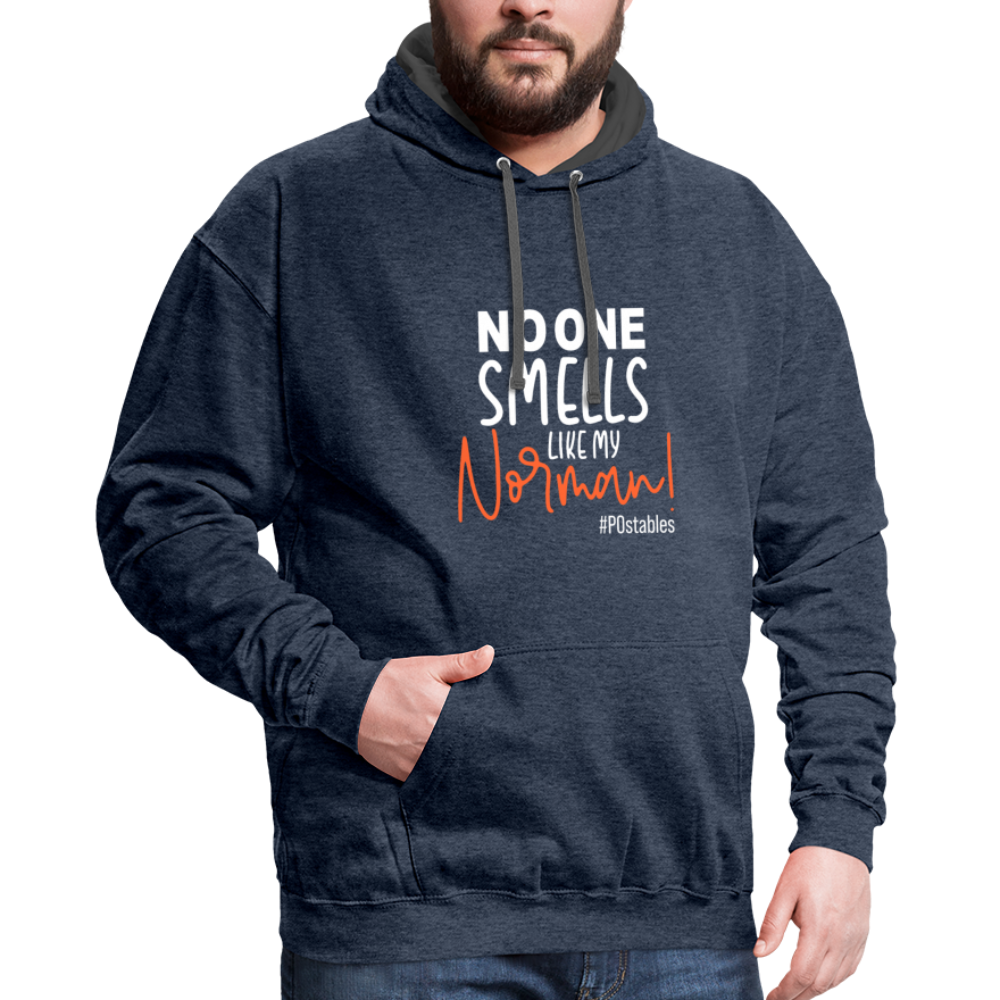 No One Smells Like My Norman W Contrast Hoodie - indigo heather/asphalt