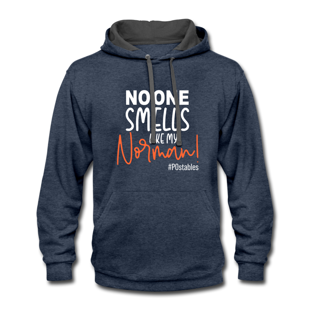 No One Smells Like My Norman W Contrast Hoodie - indigo heather/asphalt