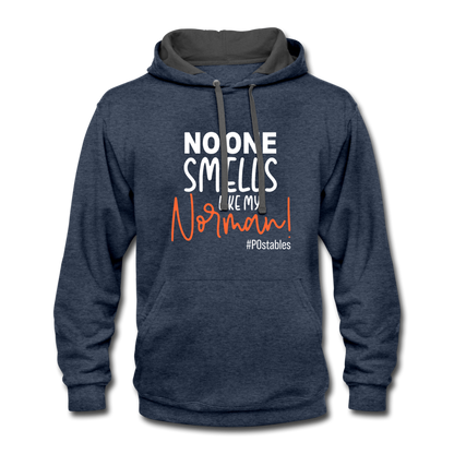 No One Smells Like My Norman W Contrast Hoodie - indigo heather/asphalt