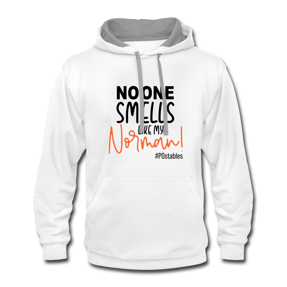 No One Smells Like My Norman B Contrast Hoodie - white/gray