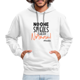No One Smells Like My Norman B Contrast Hoodie - white/gray