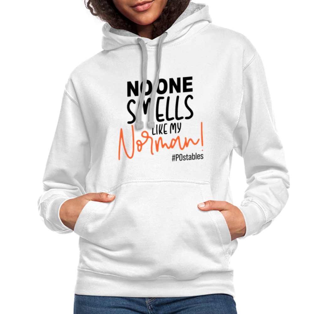 No One Smells Like My Norman B Contrast Hoodie - white/gray