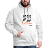 No One Smells Like My Norman B Contrast Hoodie - white/gray