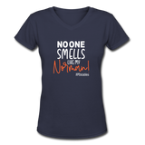 No One Smells Like My Norman W Women's V-Neck T-Shirt - navy