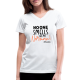 No One Smells Like My Norman B Women's V-Neck T-Shirt - white