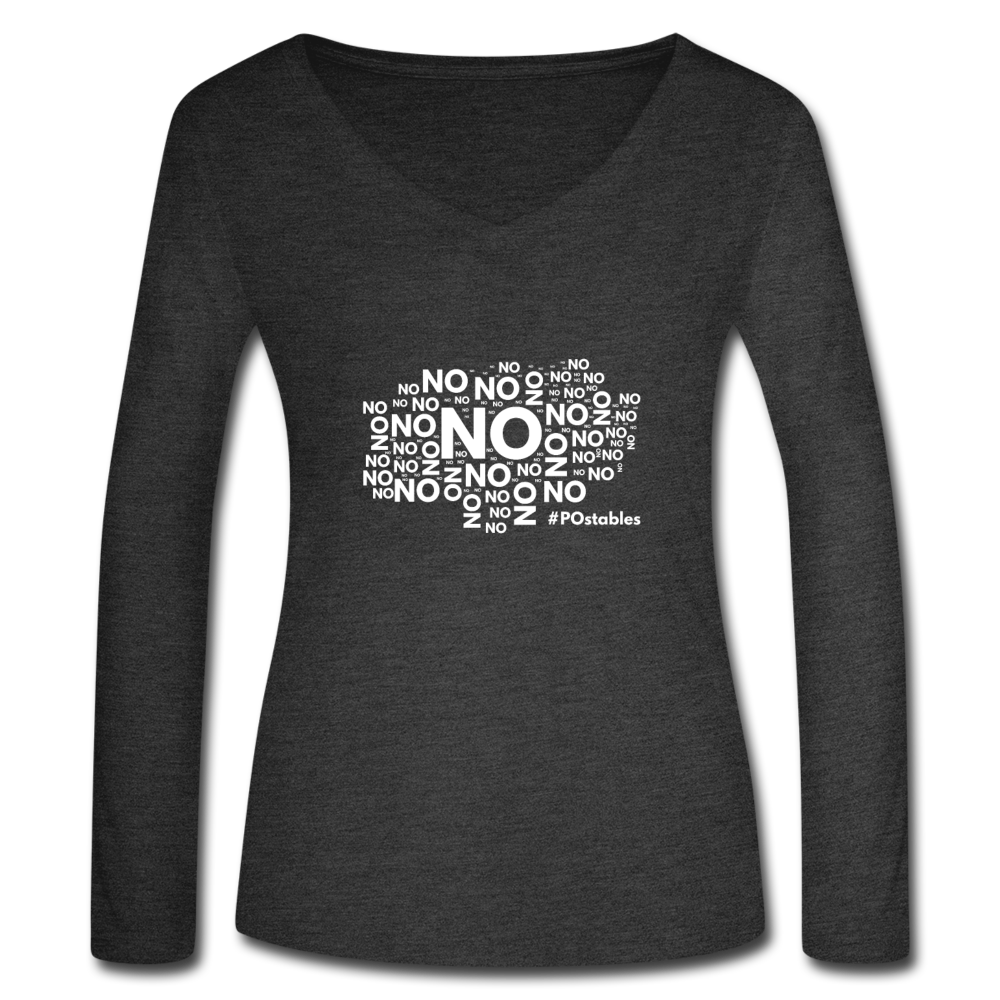 No No No W Women’s Long Sleeve  V-Neck Flowy Tee - deep heather