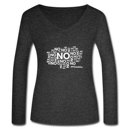 No No No W Women’s Long Sleeve  V-Neck Flowy Tee - deep heather