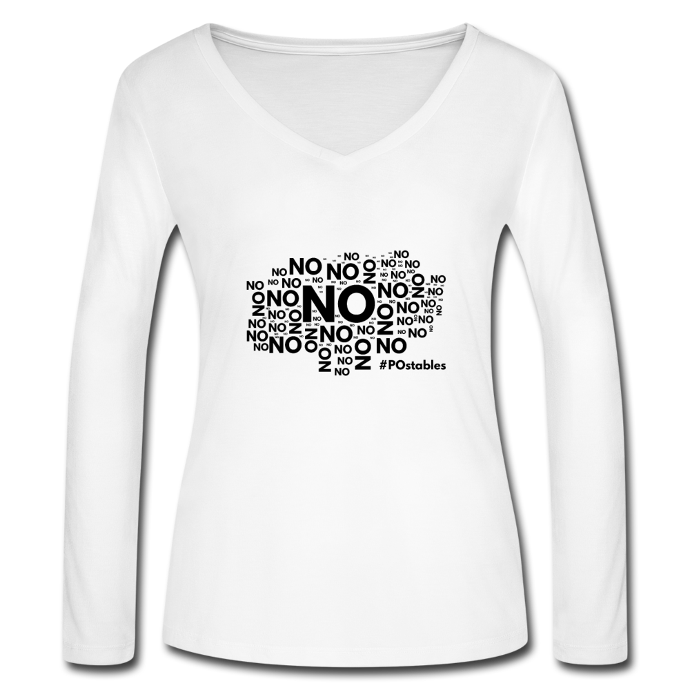 No No No B Women’s Long Sleeve  V-Neck Flowy Tee - white