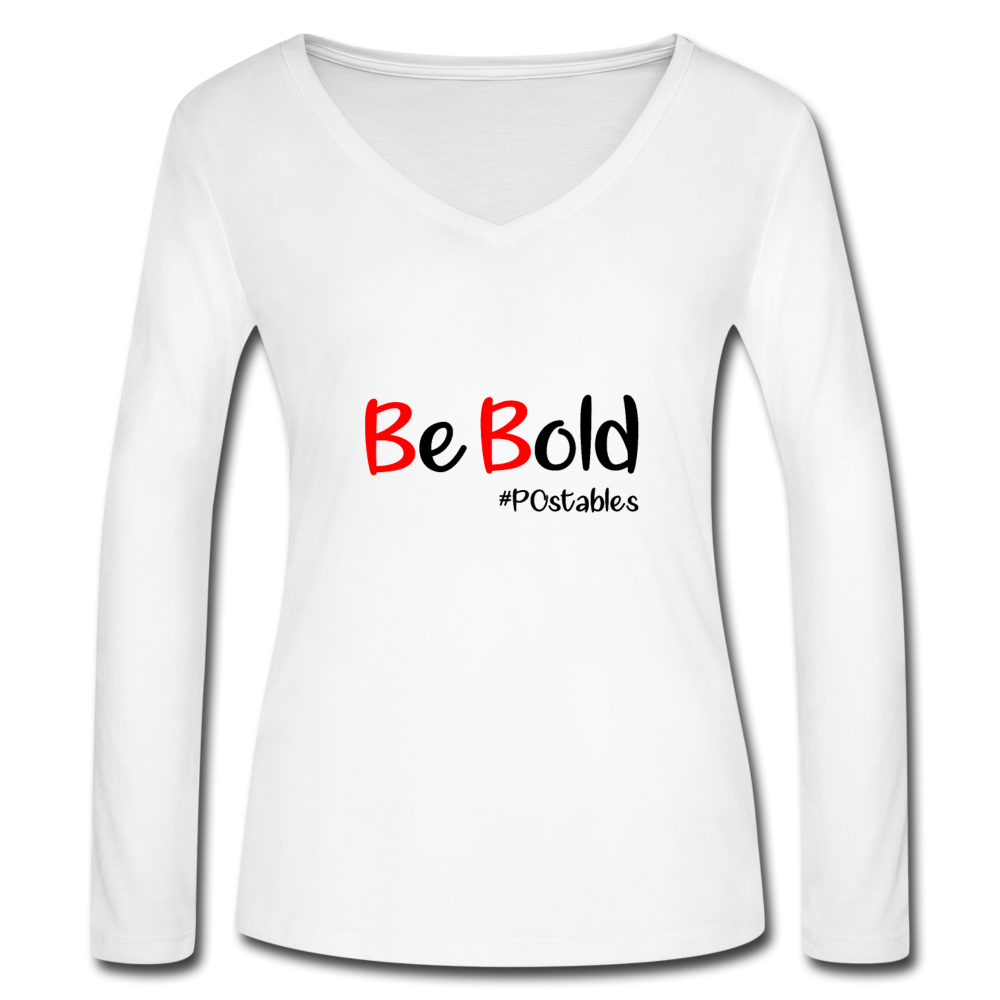 Be Bold Women’s Long Sleeve  V-Neck Flowy Tee - white