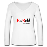 Be Bold Women’s Long Sleeve  V-Neck Flowy Tee - white