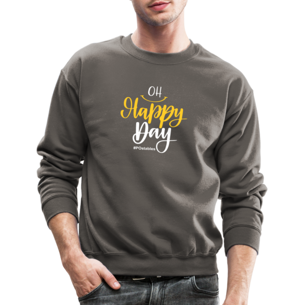 Oh Happy Day Crewneck Sweatshirt - asphalt gray