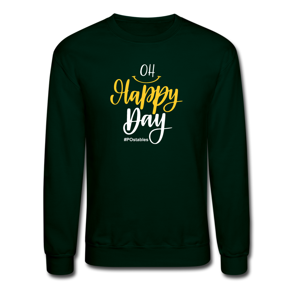 Oh Happy Day Crewneck Sweatshirt - forest green