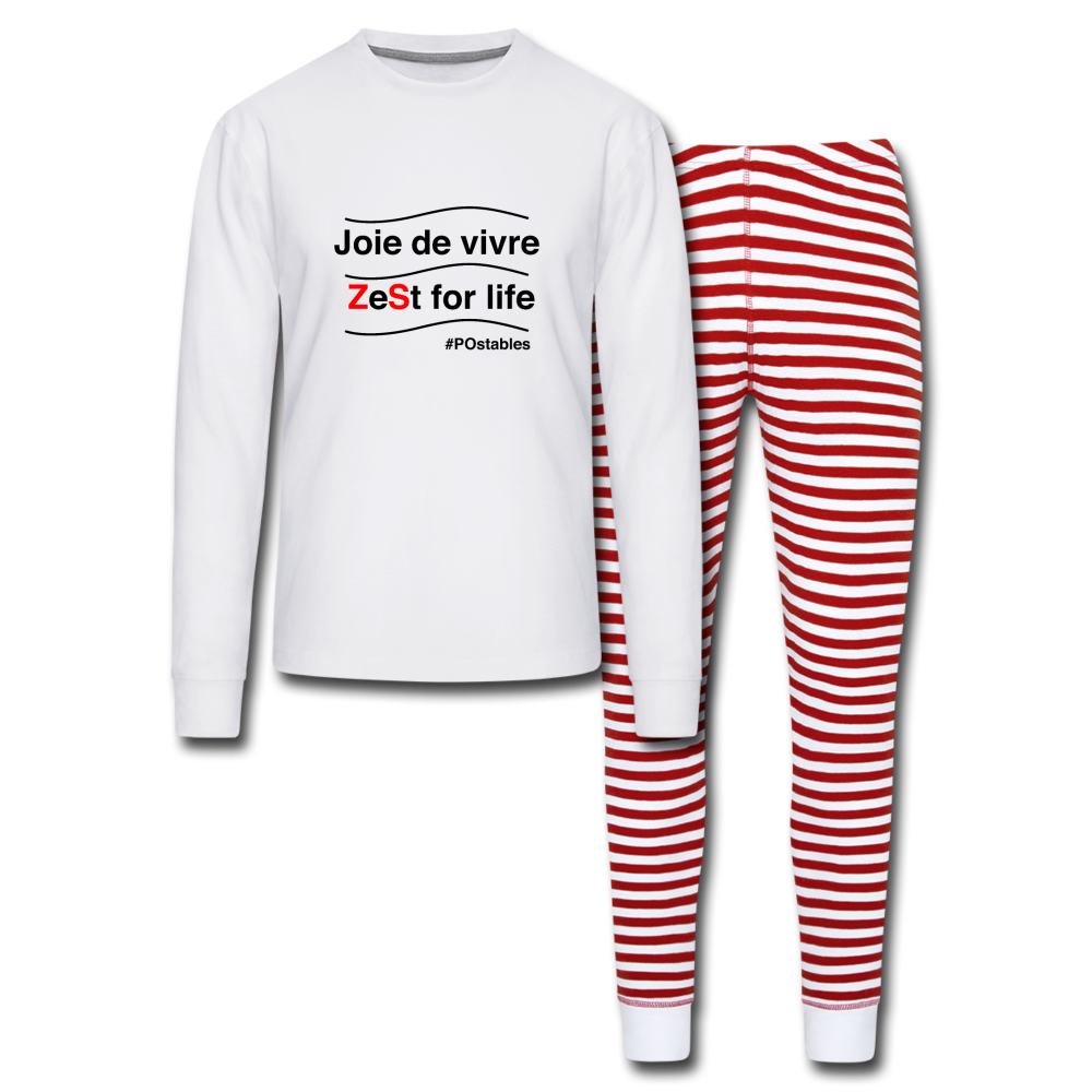 Zest For Life B Unisex Pajama Set - white/red stripe