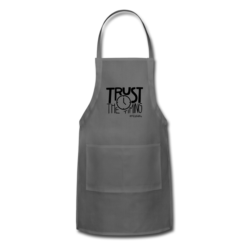 Trust The Timing B Adjustable Apron - charcoal