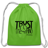 Trust The Timing B Cotton Drawstring Bag - clover