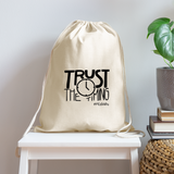 Trust The Timing B Cotton Drawstring Bag - natural