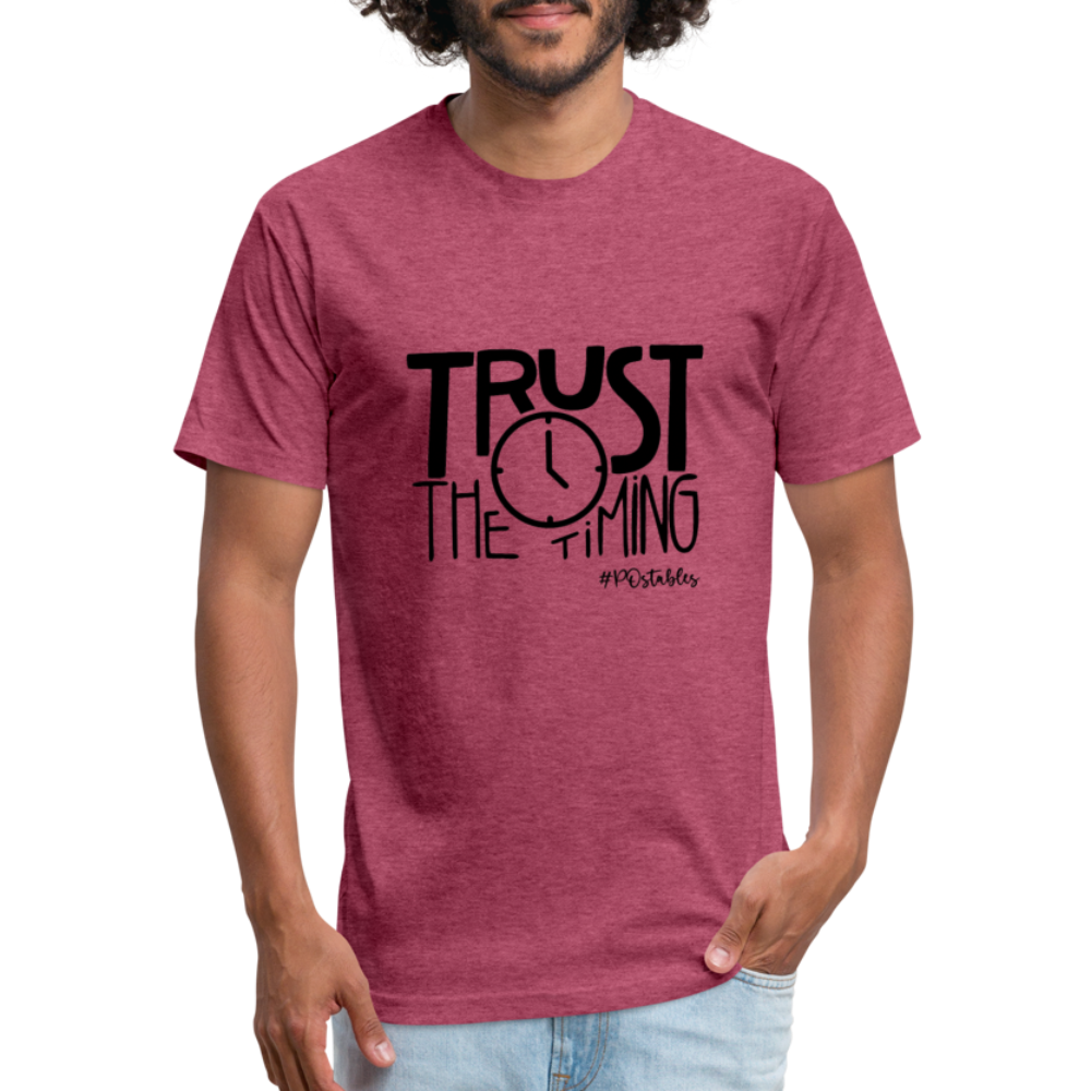 Trust The Timing B Fitted Cotton/Poly T-Shirt by Next Level - heather burgundy