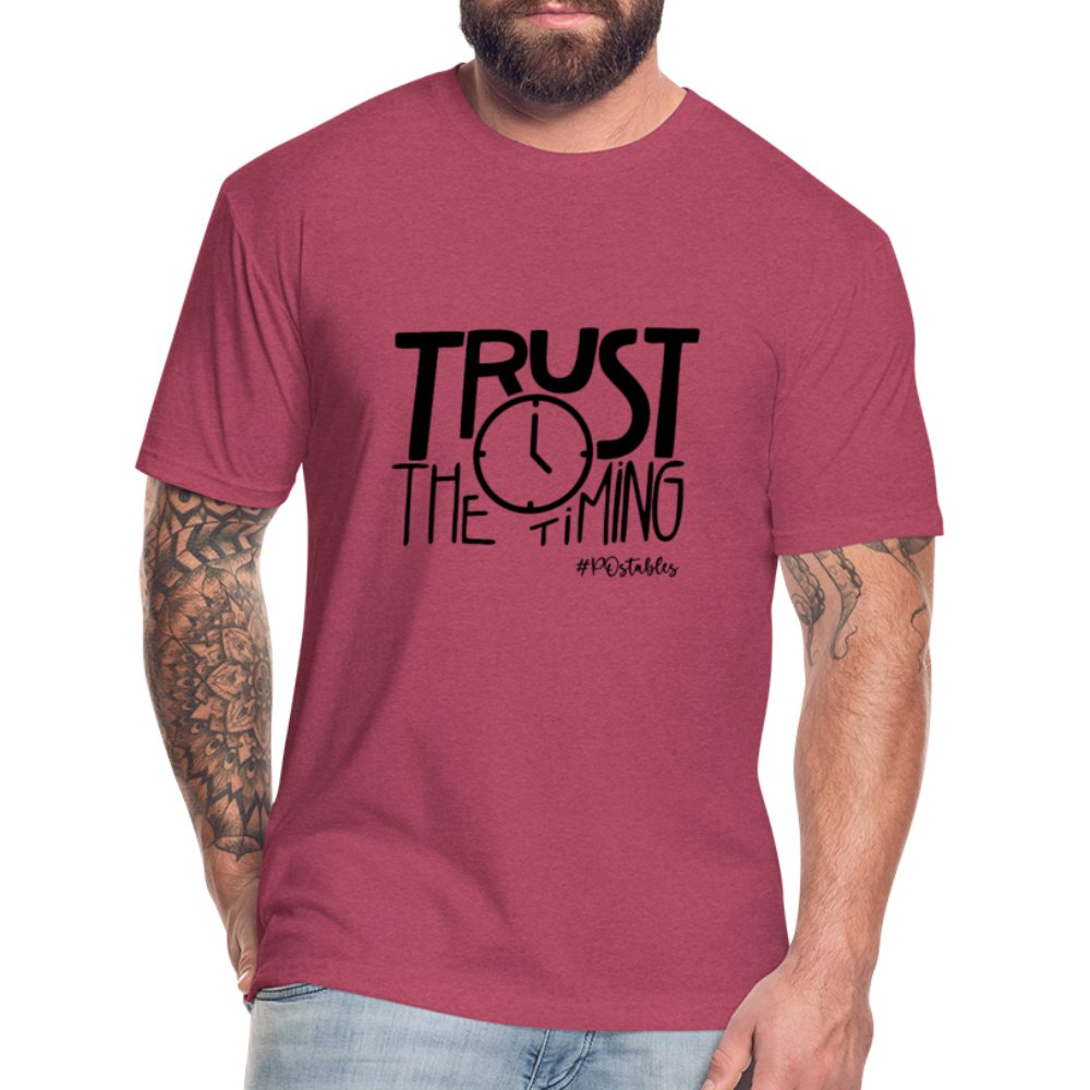 Trust The Timing B Fitted Cotton/Poly T-Shirt by Next Level - heather burgundy