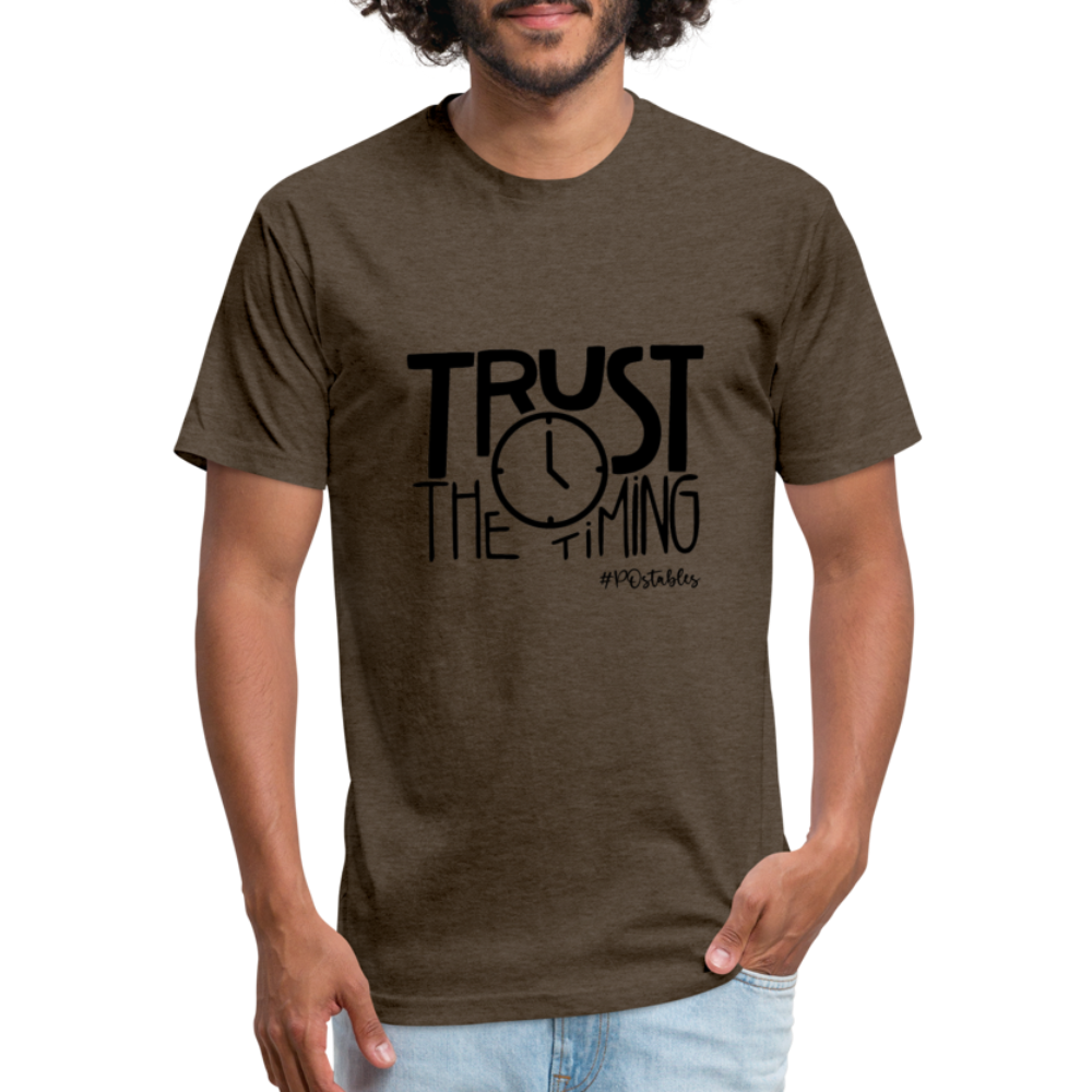 Trust The Timing B Fitted Cotton/Poly T-Shirt by Next Level - heather espresso
