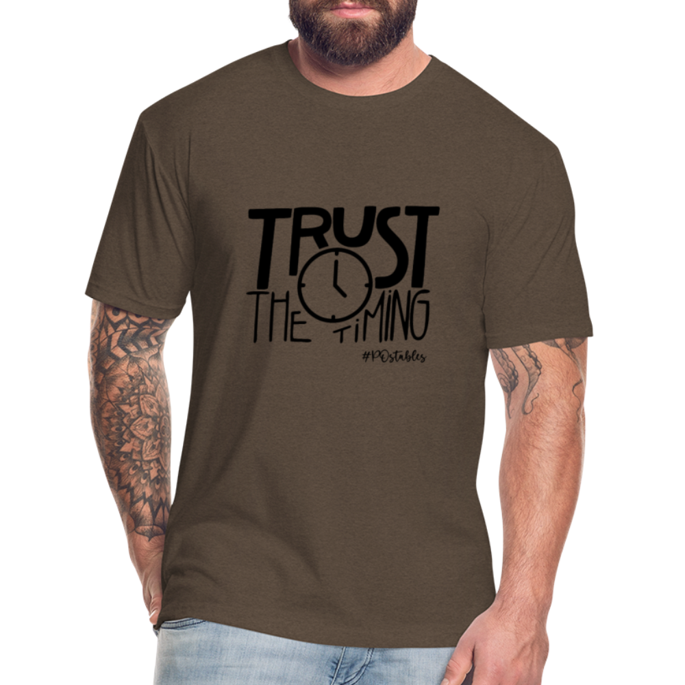 Trust The Timing B Fitted Cotton/Poly T-Shirt by Next Level - heather espresso