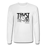 Trust The Timing B Men's Long Sleeve T-Shirt - white