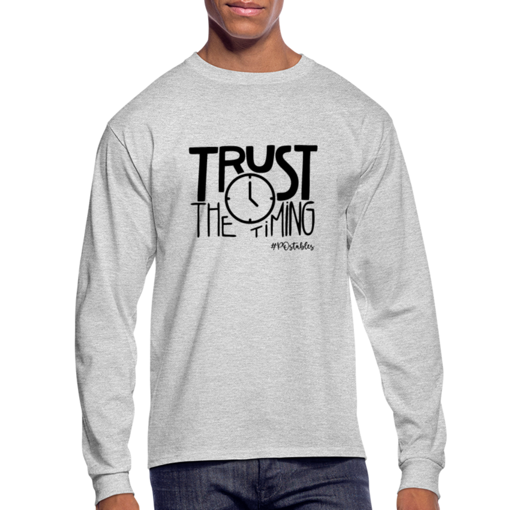 Trust The Timing B Men's Long Sleeve T-Shirt - heather gray